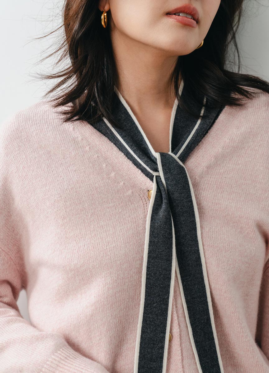 CASHMERE V領金釦針織外套